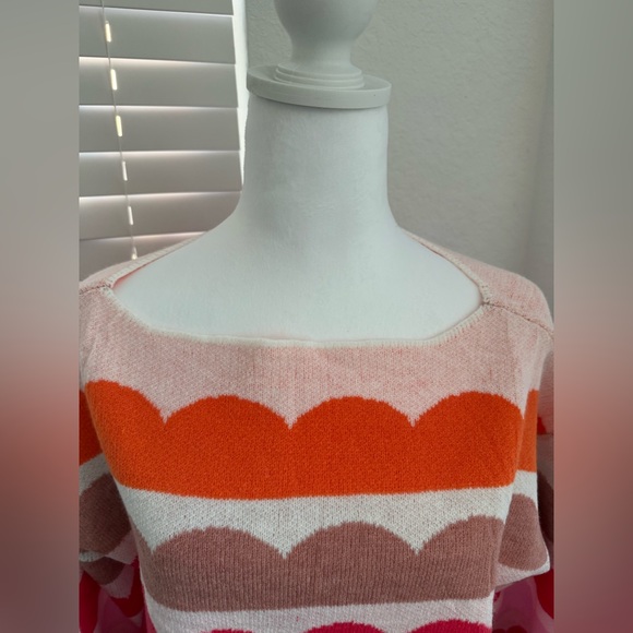 Womens Off Shoulder Round Neck Rainbow Floral Print Sweater - Picture 5 of 9